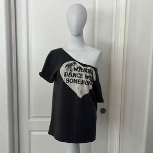 Gray off the shoulder tee